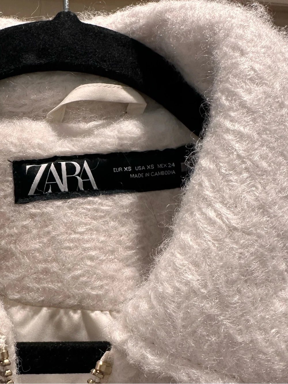 Zara Cream Bouclé Cropped Jacket | Textured Wool Blend | Quiet Luxury Style XS - Picture 7 of 7